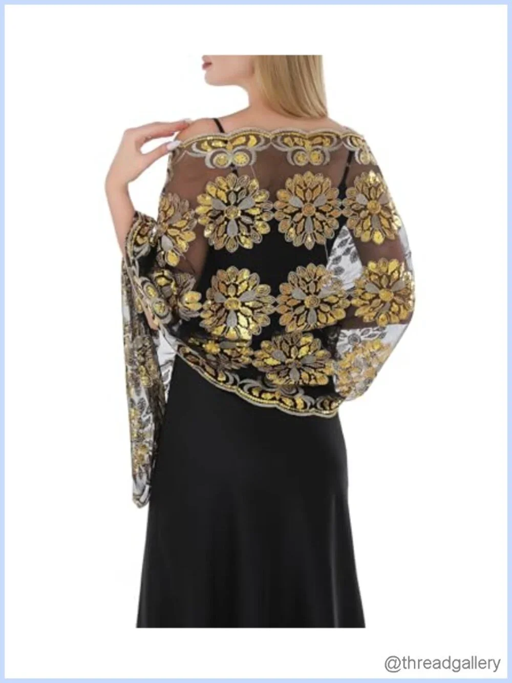 Chiffon Sequin Lace Evening Wrap Shawl for Dresses Wedding Formal